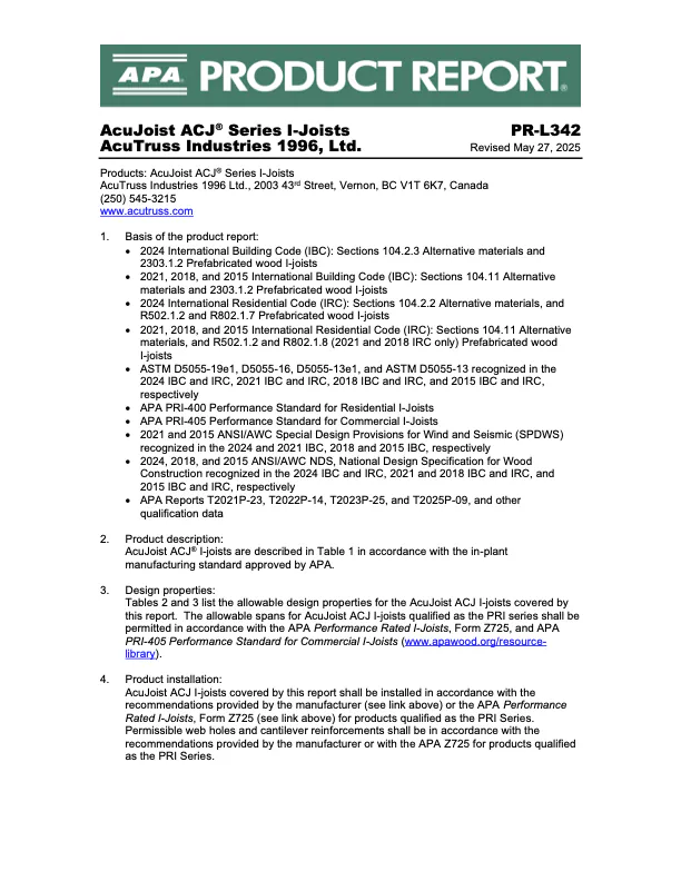 APA Product Certification Report (PR-L342)